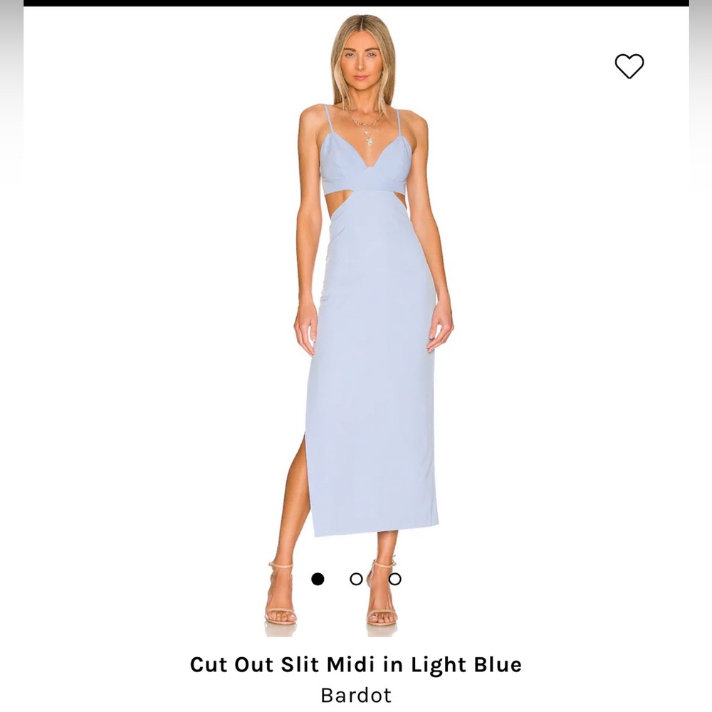 Bardot Cut Out Slit Midi in Light Blue Size M